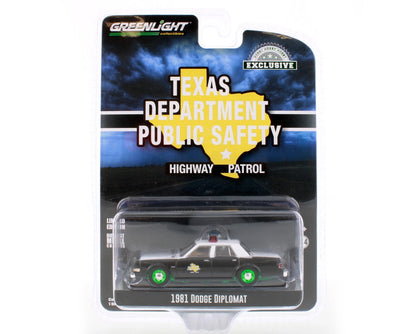 CHASE CAR GreenLight 1:64 1981 Dodge Diplomat Texas Department of Public Safety Hobby Exclusive – Jantes vertes – GL30303-CHASE