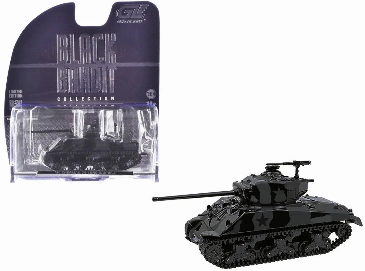 GreenLight 1:64 M4 Sherman 76 Long Barrel Tank Black Camouflage – Black Bandit Series 30 – GL28170-D