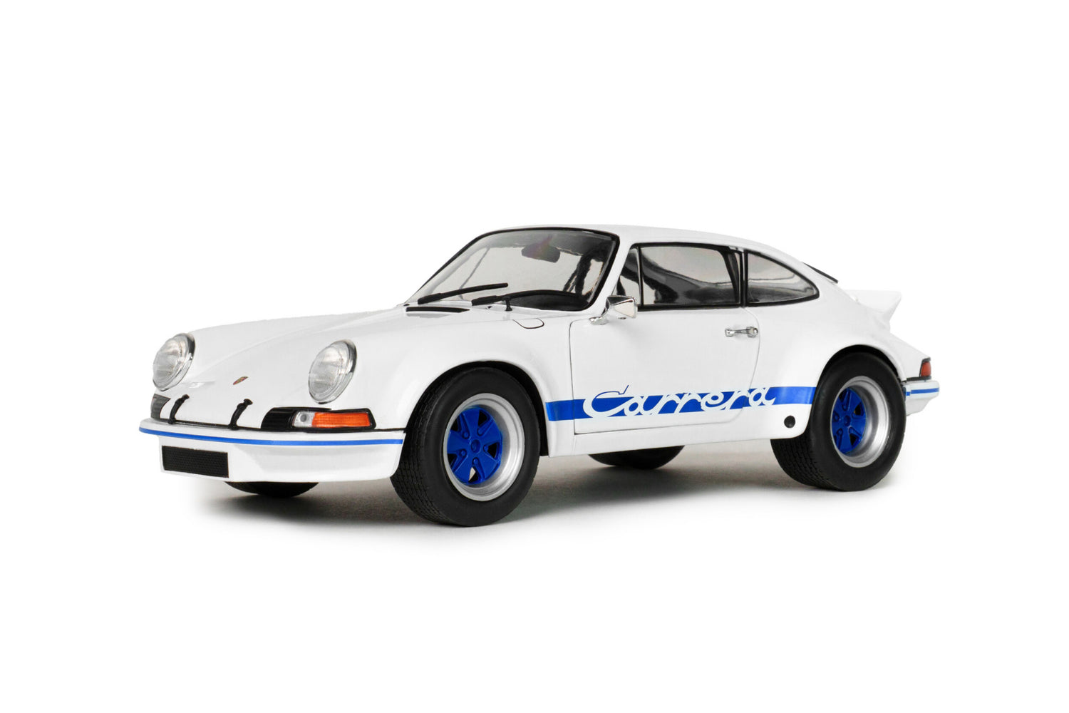 Porsche 911 RSR 1973 Blanche avec bandes Carrera bleues – Solido 1:18 – S1801119