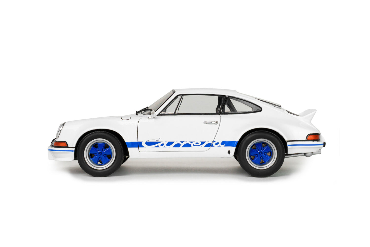 Porsche 911 RSR 1973 Blanche avec bandes Carrera bleues – Solido 1:18 – S1801119