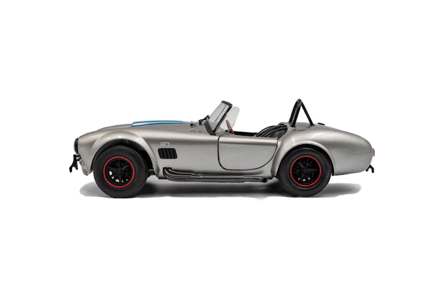 Solido 1:18 Shelby Cobra 427 MKII 1965 – Argent avec bandes rouges et bleues – S1804913
