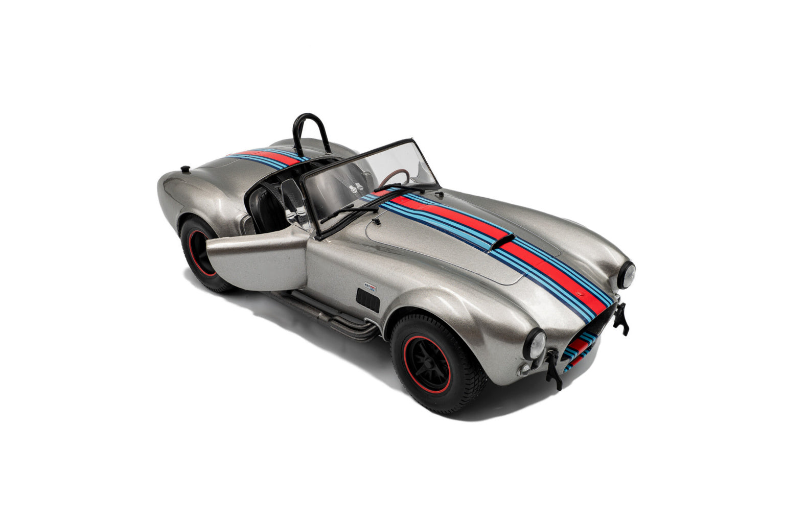 Solido 1:18 Shelby Cobra 427 MKII 1965 – Argent avec bandes rouges et bleues – S1804913