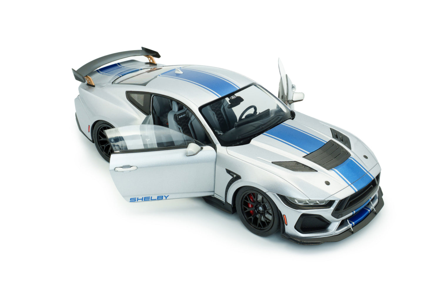 Solido 1:18 2025 Shelby Mustang Super Snake – Grey with Blue Stripes – S1813803