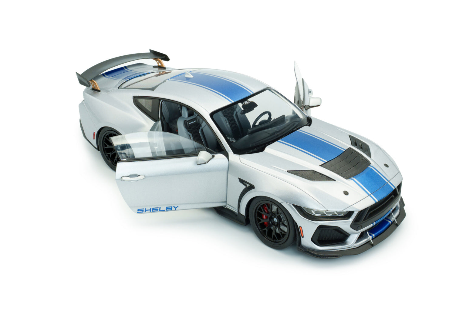 Solido 1:18 2025 Shelby Mustang Super Snake – Grey with Blue Stripes – S1813803