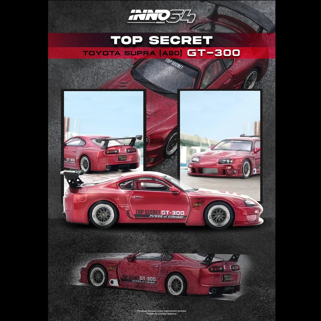 (PRE-ORDER 2025) INNO64 1/64 TOYOTA SUPRA (A80) &quot;TOP SECRET&quot; Red IN64-A80TS-RED