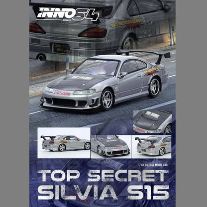 INNO64 1/64-TOP SECRET SILVIA (S15) Silver IN64-S15TS-SIL