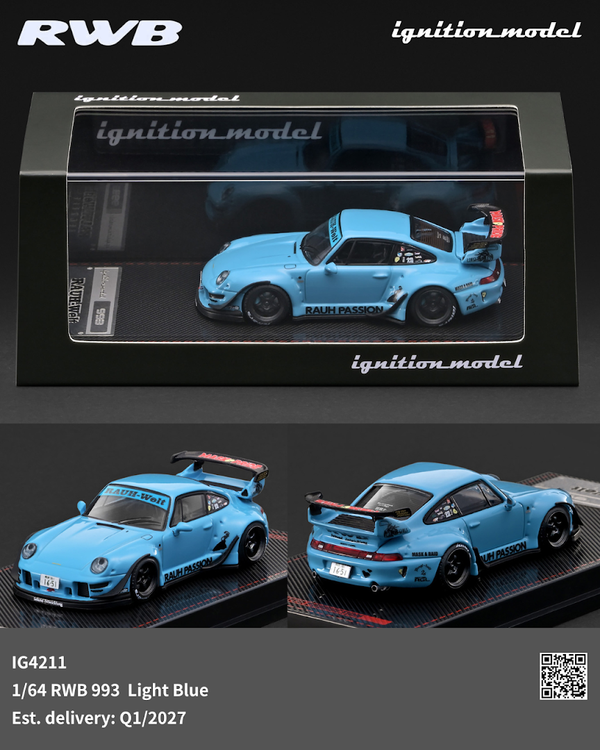 (PRE-ORDER 2026) Ignition Model 1:64 RWB 993 Light Blue – IG4211