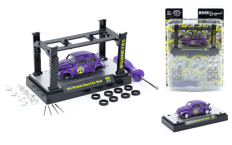 (M2 Machines-Model-Kit Release 80) 1953 Volkswagen Beetle Deluxe USA Model (Purple)  37000-80A