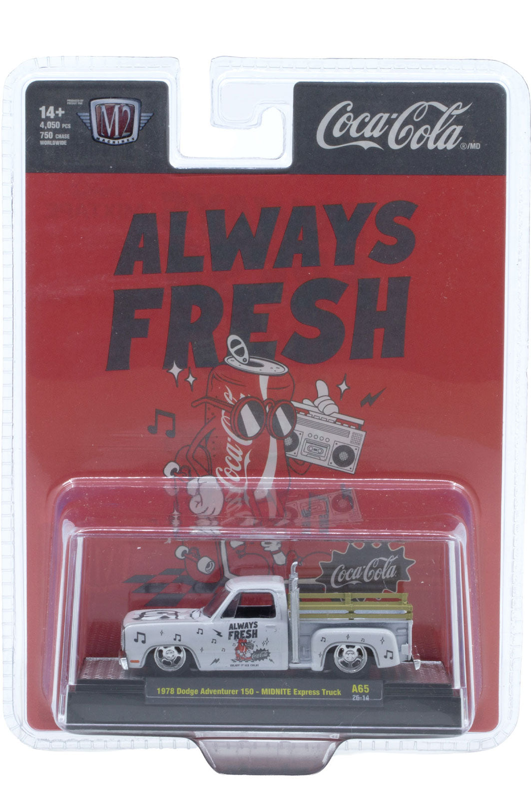 M2 Machines 1:64 Coca-Cola 1978 Dodge Adventurer 150 Midnite Express – White – 52500-A65-C