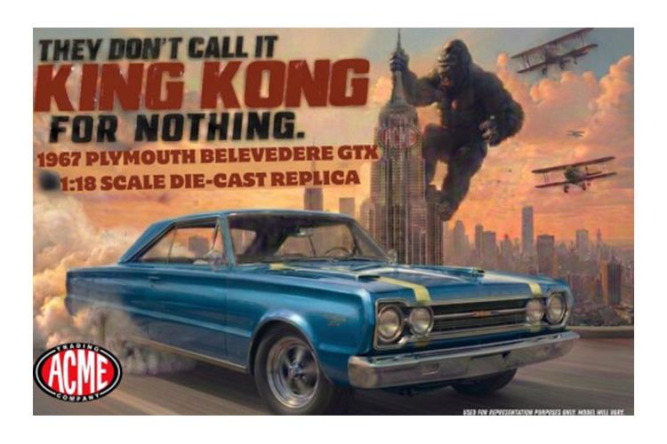 (PRE-ORDER 2027) ACME 1:18 1967 Plymouth Belvedere GTX “King Kong” Dark Blue Poly – A1806706