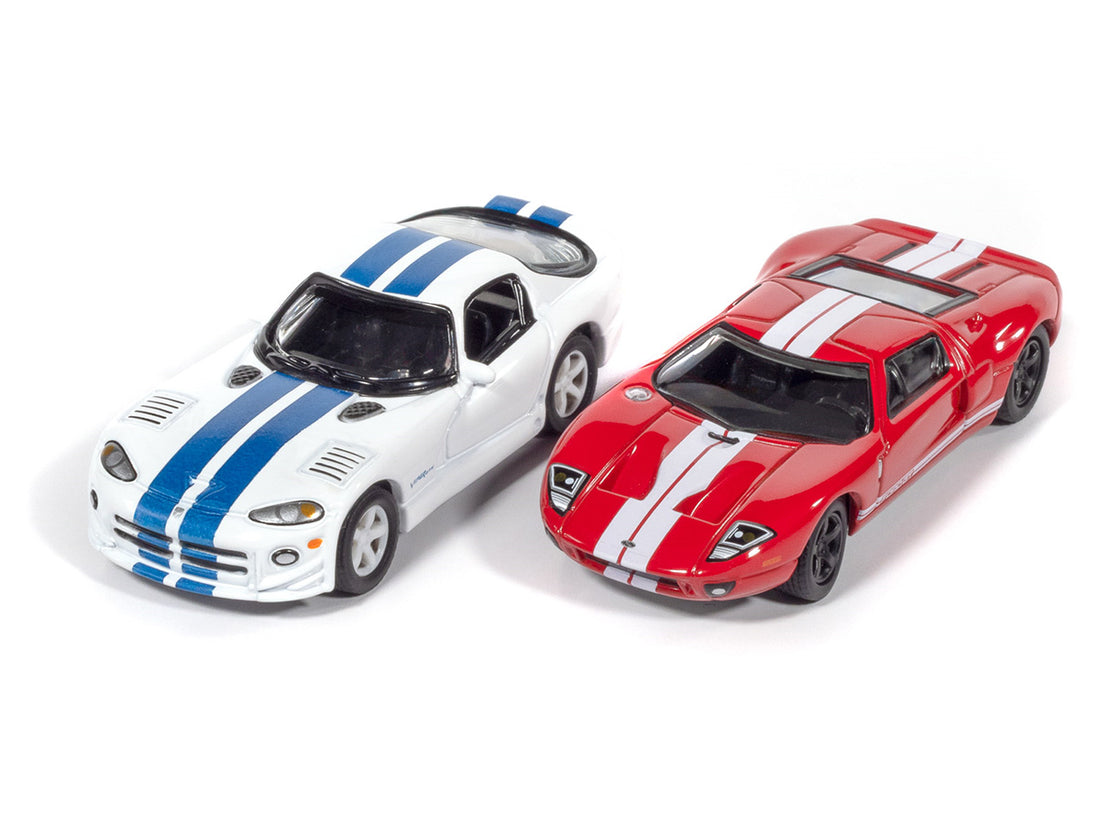 Johnny Lightning 1:64 CSR Racing Twin Pack – 1996 Dodge Viper GTS &amp; 2005 Ford GT – JLPK025-1B-1