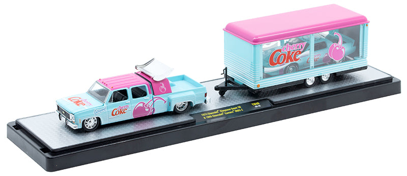 M2 Machines-1973 Chevrolet Cheyenne Super 30 with 1985 Chevrolet Camaro IROC-Z - Cherry Coke (56000-TW40B)