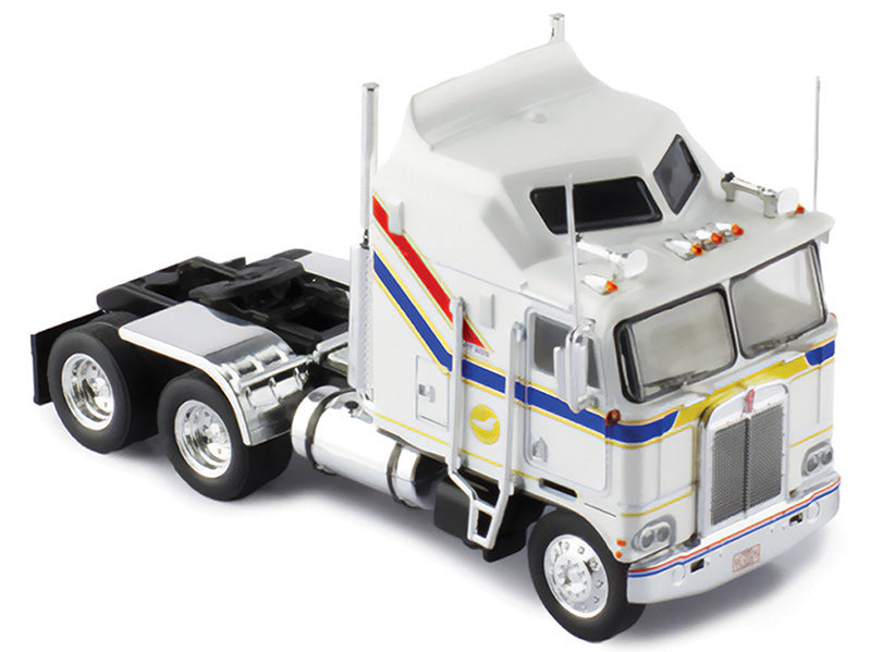 1976 Kenworth K100 COE Aerodyne Tractor (White w/Blue &amp; Red Stripes) 1:64