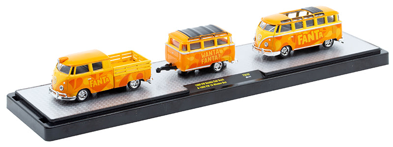 M2 Machines-1960 VW Double Cab Truck with 1960 VW 15-Window Bus - Fanta (56000-TW40C)