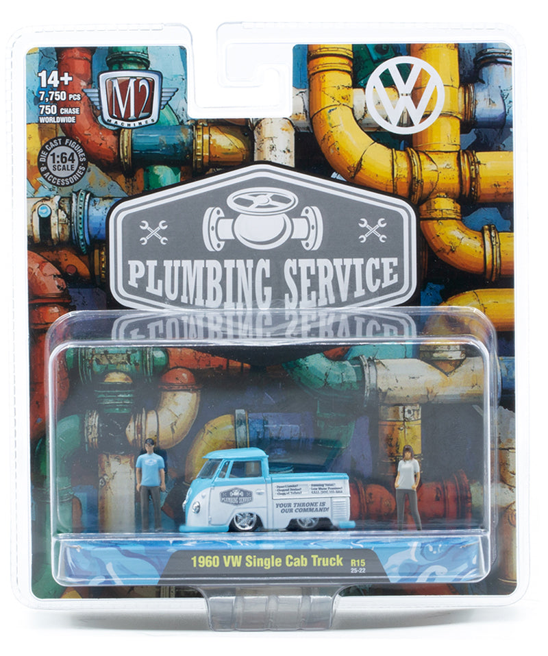 1960 VW Single Cab Truck “Plumbing Service” (67500-15A) (M2 Machines Diorama, Release 15)