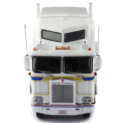 1976 Kenworth K100 COE Aerodyne Tractor (White w/Blue &amp; Red Stripes) 1:64