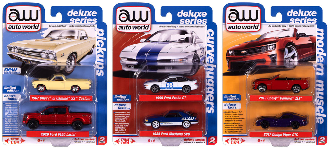 Auto World Deluxe 2-Pack 2026 Release 1A Complete Set – 6 Cars – 1:64 – AW2PK008-A
