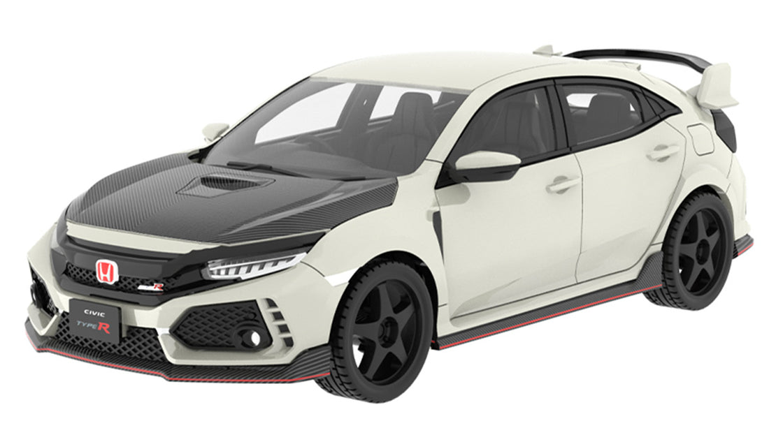 2018 Honda Civic Type R FK8 Championship White with Custom Wheels and Carbon Hood Tokyo Torque Series 10 GreenLight 1:64 – GL235110-F