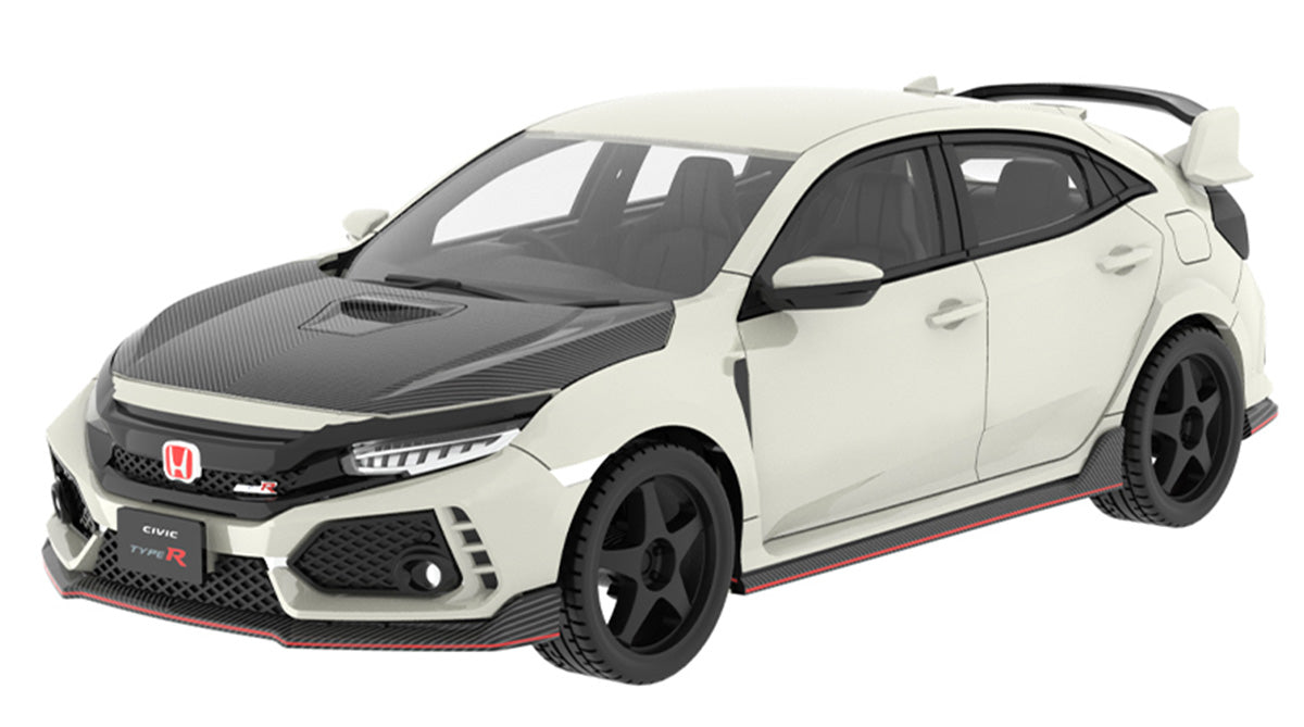 2018 Honda Civic Type R FK8 Championship White with Custom Wheels and Carbon Hood Tokyo Torque Series 10 GreenLight 1:64 – GL235110-F