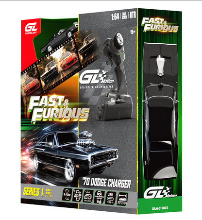 (PRE-ORDER 2027) GreenLight GL Motion 1:64 Dodge Charger 1970 noir de Dom – Fast &amp; Furious – Voiture télécommandée avec télécommande – GLM-INT-612002