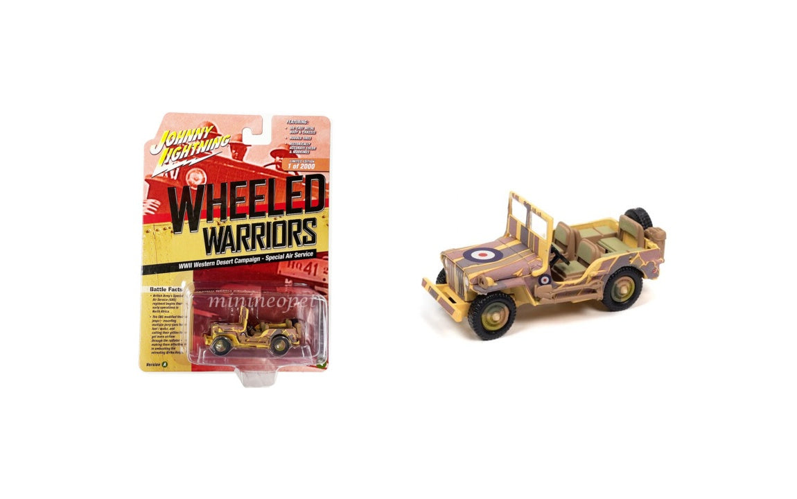 WWII Willys MB Jeep Tan Camouflage – Johnny Lightning Wheeled Warriors 1:64 – JLML006-1A-4
