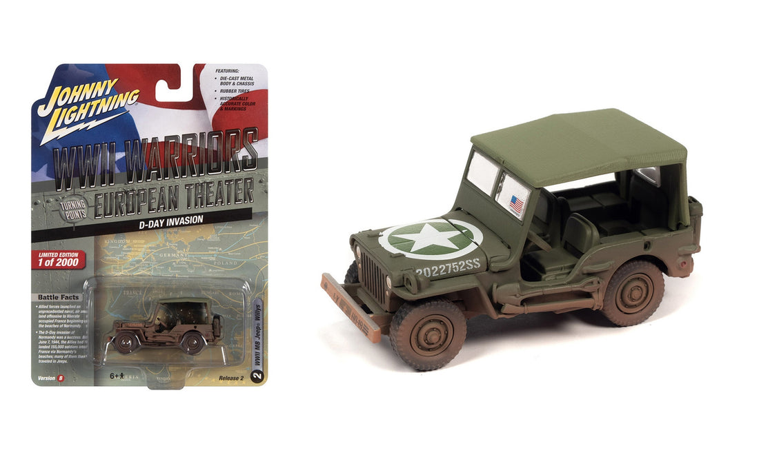 Willys MB U.S. Navy Jeep “D-Day Invasion of Normandy” – Johnny Lightning WWII Warriors European Theater (JLML008-2B-B)