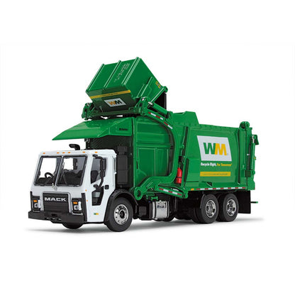 Waste Management - Mack LR Refuse Truck with McNeilus Meridian Front Loader &amp; Trash Bin (Diecast 1:64)