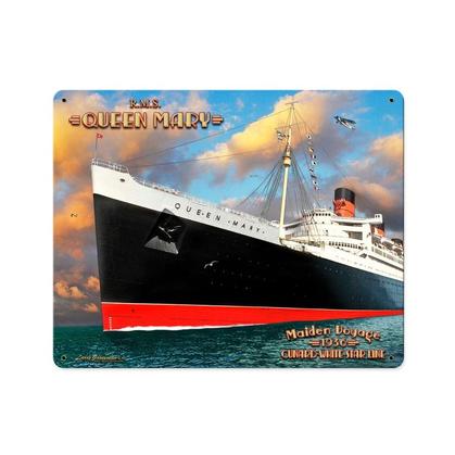 R.M.S. Queen Mary  **Enseigne en Métal Épais**