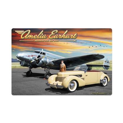 Amelia Earhart  **Enseigne en Métal Épais**