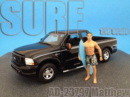 Figurine "Surfer" Matthew avec planche de surf