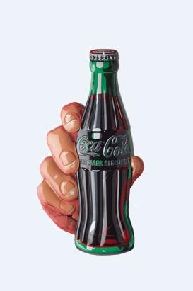 Coke Bottle in Hand *Special Sign with Coca-cola Box* (Embossé)