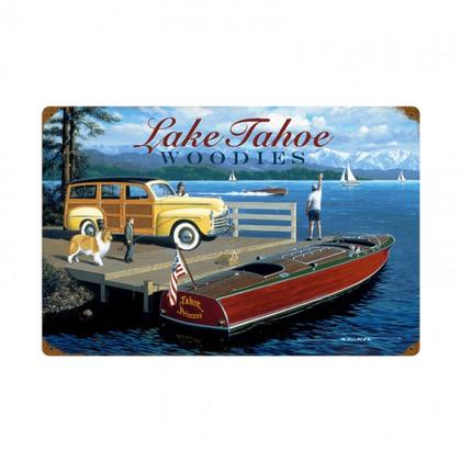 LAKE TAHOE WOODIES  **Enseigne en Métal Épais**