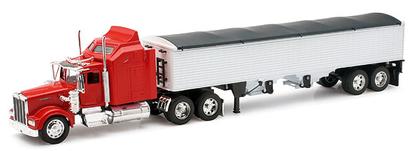 Kenworth W900 Rouge avec Remorque Grain Longue