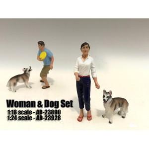 Ensemble Figurine avec Femme et Chien