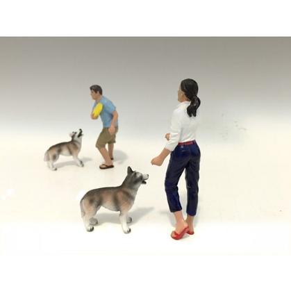 Ensemble Figurine avec Femme et Chien