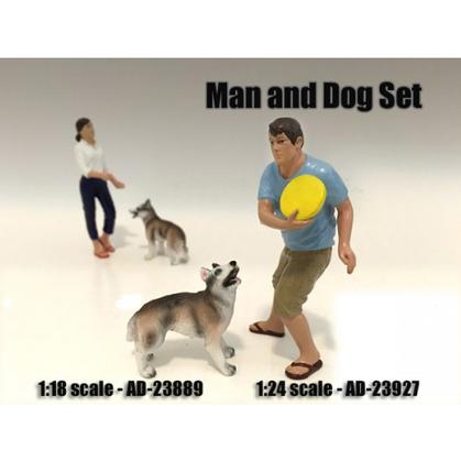 Ensemble Figurine avec Homme et un Chien