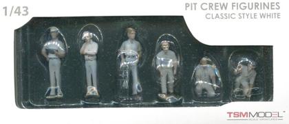 F1 Pit Crew Figurines Classic Style white (Set of 6) 1/43