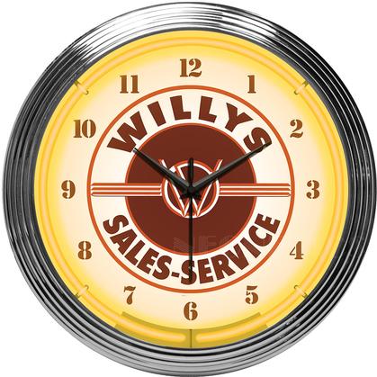 Horloge Neon WILLYS SALES SERVICE JEEP