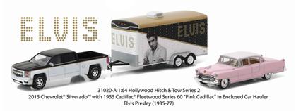 "Elvis" 2015 Chevrolet Silverado with 1955 Cadillac Fleetwood Series 60 "Pink Cadillac" and Enclosed Car Hauler