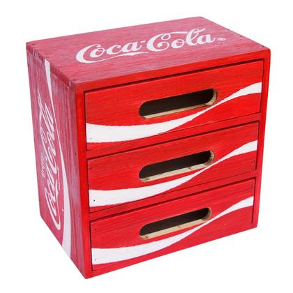 Rangement de bureau en bois de 3 tiroirs Coca-Cola