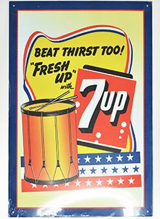 Enseigne de métal  7UP BEAT THIRST TOO!  12,5&quot; X 17.5&quot;