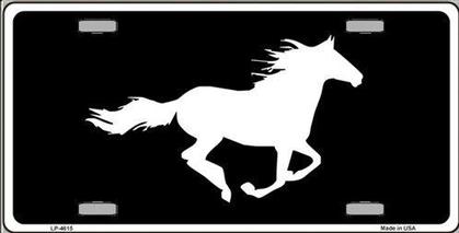WHITE HORSE ON BLACK BACKGROUND