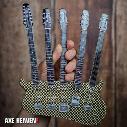 RICK NIELSEN Five-Neck Checkered Mini Guitar Replica Collectible - Officially Licensed VOIR NOTE SEE NOTE