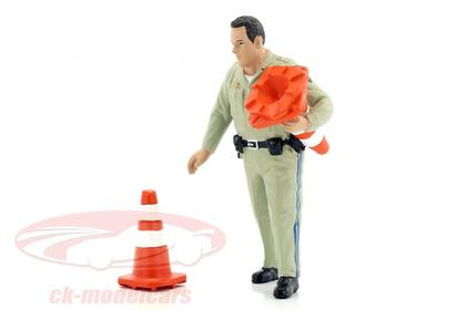 Police Figure Highway Patrol - Collecting Traffic Cones