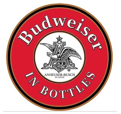Enseigne "bouton" Budweiser in Bottles 15"