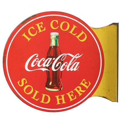 COCA-COLA SOLD HERE EMBOSSED TIN SIGN (13.5&quot;x12&quot;)