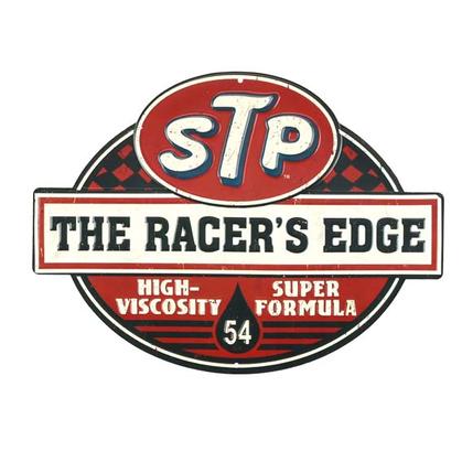 STP RACER'S EDGE EMBOSSED TIN SIGN (14