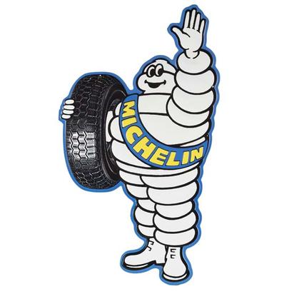 MICHELIN MAN PILLOW EMBOSSED TIN SIGN (18&quot;x10&quot;)