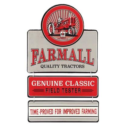 FARMALL QUALITY TRACTORS EMBOSSED TIN LINKED SIGN (11.5"x19")