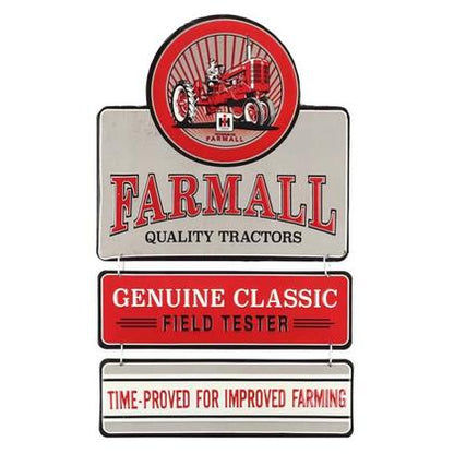 FARMALL QUALITY TRACTORS EMBOSSED TIN LINKED SIGN (11.5"x19")